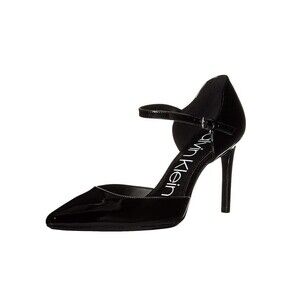 Calvin Klein Womens 6.5 M Black Leather Pointed Toe Pump High Heels NEW HD4